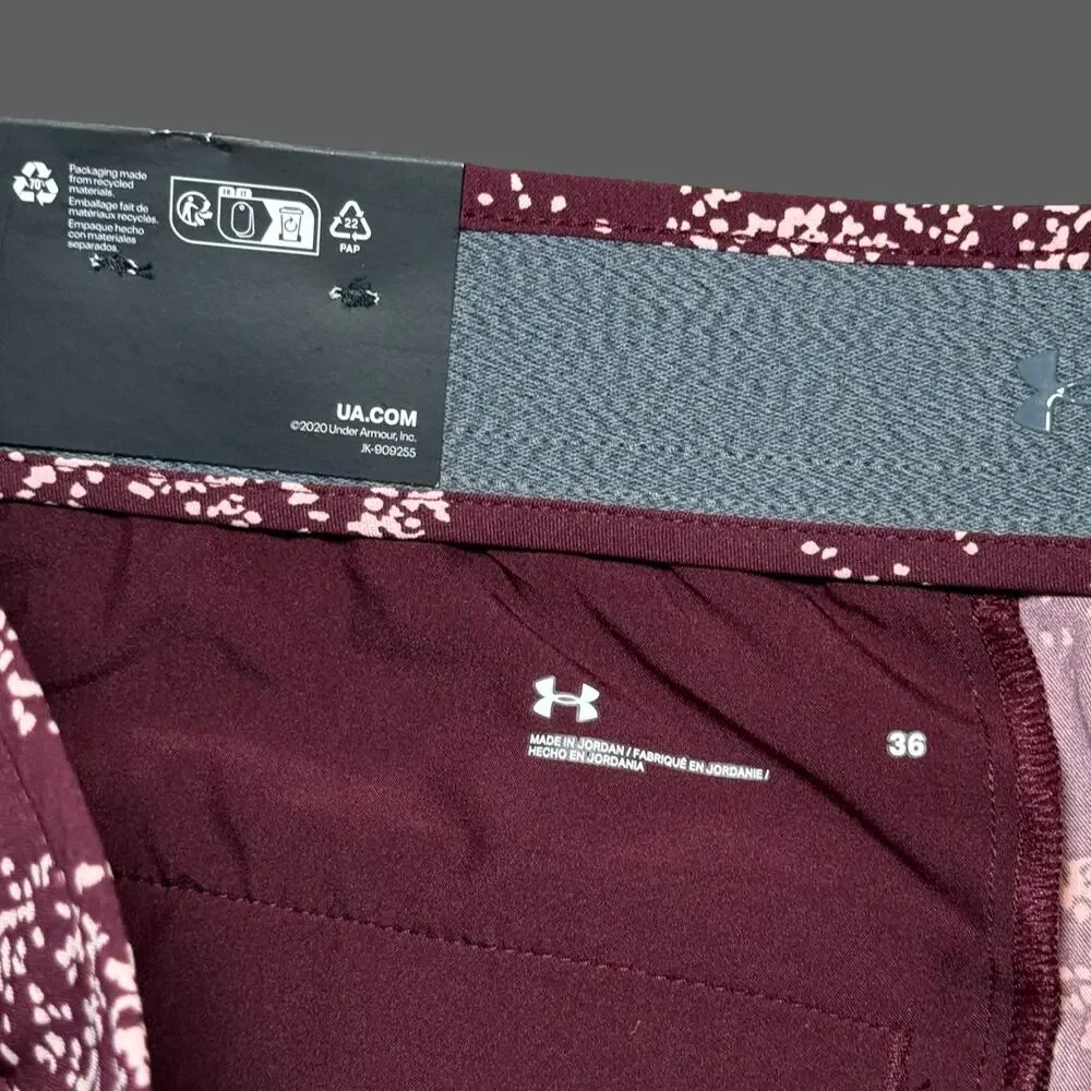 Under Armour UA Golf Printed Shorts Burgundy 36 NWT